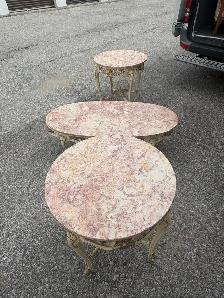 Free delivery used Set of 3 Ornate Marble Top Accent Tables - Photo 5