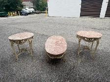 Free delivery used Set of 3 Ornate Marble Top Accent Tables - Photo 6
