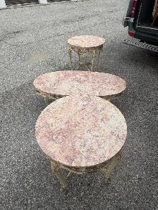 Free delivery used Set of 3 Ornate Marble Top Accent Tables - Photo 7