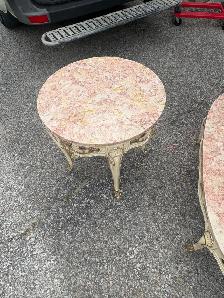 Free delivery used Set of 3 Ornate Marble Top Accent Tables - Photo 8