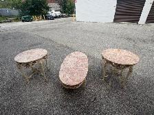 Free delivery used Set of 3 Ornate Marble Top Accent Tables - Photo 10