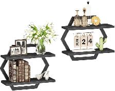2 Étagères flottantes hexagonales pour mur