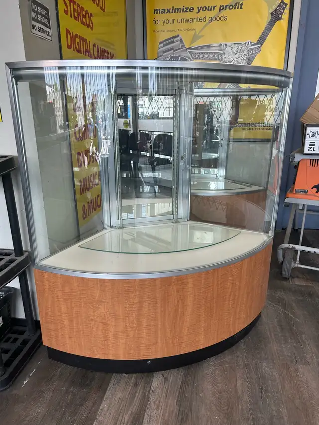 2 Glass Semi-Circle Display Cabinets