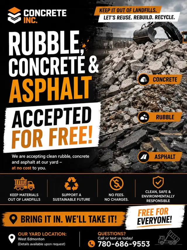 FREE RUBBLE, CONCRETE & ASPHALT DUMPING!