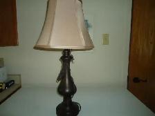 TABLE LAMP BROWN BASE & BEIGE SHADE