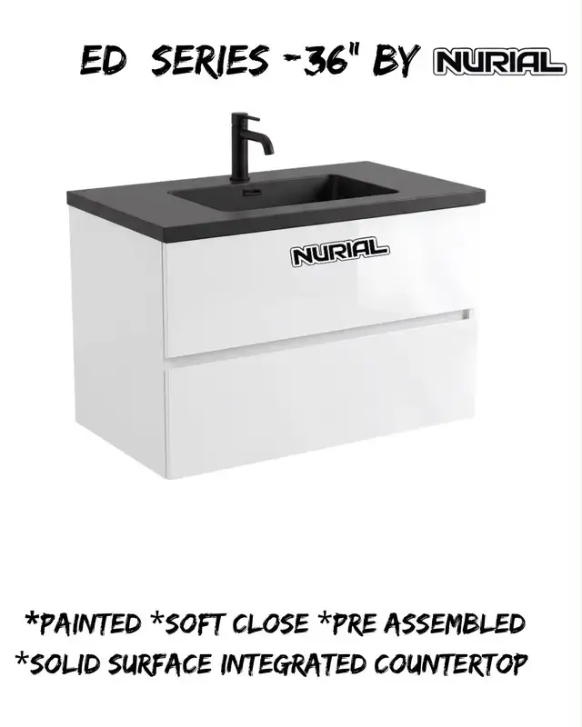 Floating Vanity, Mirror, Tile , Faucet