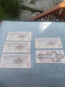 1986 Bank of Canada $2 Bills 9 unc consecutive serial numbers - Photo 2