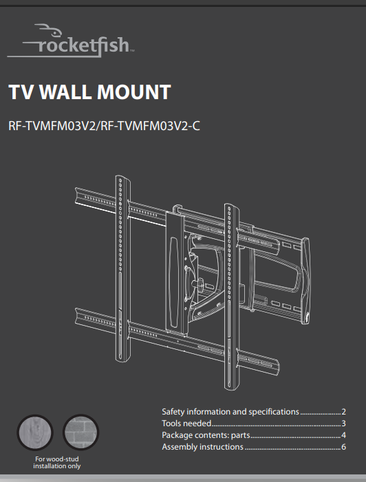 Rocketfish 40-60' Max130 Pounds Full Motion TV Wall Mount