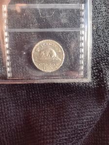 1964 iccs AU50 Canadian 5 cent extra waterline nickel - Photo 3