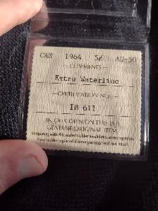 1964 iccs AU50 Canadian 5 cent extra waterline nickel - Photo 4