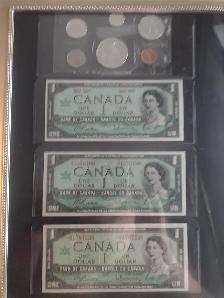 Framed 1967 Canadian centennial 3.banknotes and unc coin set - Photo 2
