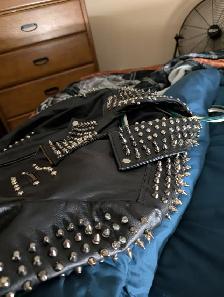 Leather spiked riding jacket - Photo 4