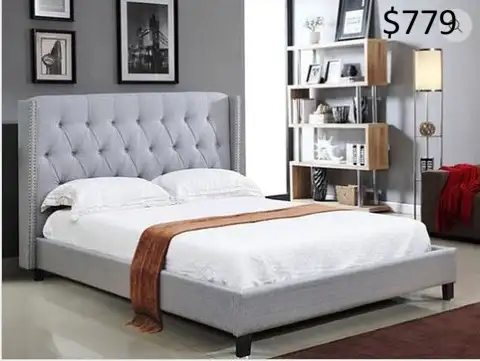 GREY OR BEIGE LINEN PLATFORM BEDS !