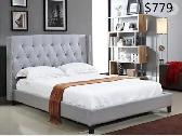 GREY OR BEIGE LINEN PLATFORM BEDS !