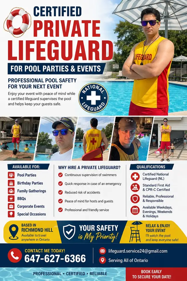 Certified Private Lifeguard for Pool Parties
