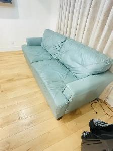 brick real leather 3 seater sofa - Photo 2