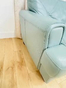 brick real leather 3 seater sofa - Photo 3