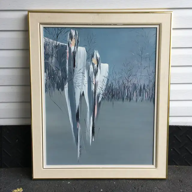 Tableau style expressionniste et minimaliste, ombres éthérées