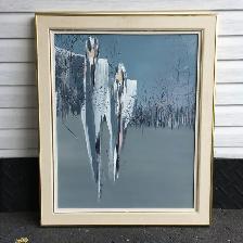 Tableau style expressionniste et minimaliste, ombres éthérées