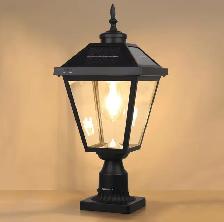 KEMECO CAST ALUMINUM SOLAR POST LIGHT – REAL GLASS – NEW