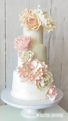 Milton wedding cakes , white floral cake, pink florals - Photo 5