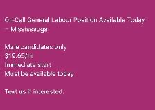 General Labour Positions Available – Mississauga and Oakville