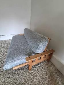 FREE DELIVERY Real Wooden 3 Seater Futon Sofabed Sofa / Couch - Photo 5