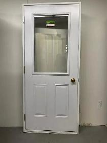 1362PA Porte d’acier 34″D Blanc Poignée laiton verre clair 23×37 - Photo 2