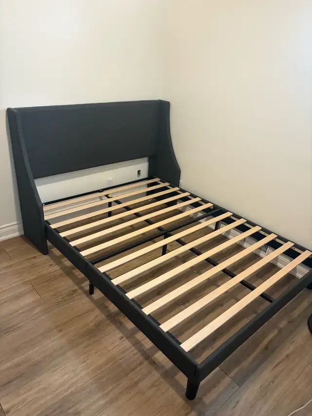 BEDFRAME (QUEEN) Dark Blue and Grey
