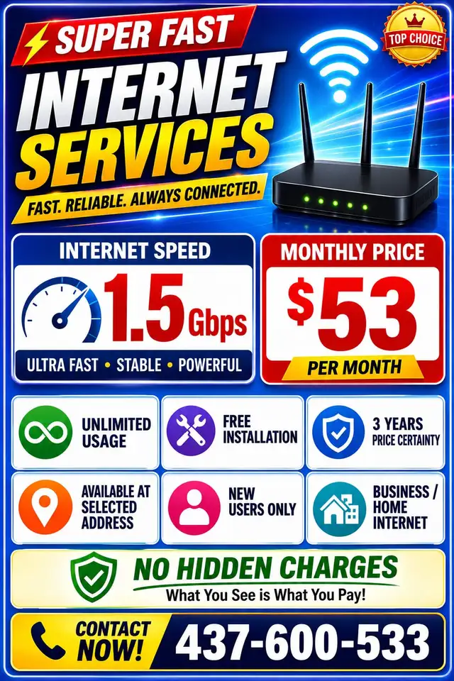 Best 1.5 Gbps Cheap Home Internet | Unlimited & Free Install