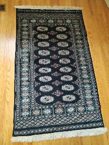 Authentic Bokhara Hand-Knotted Accent Rug - Navy Blue 3'x5'