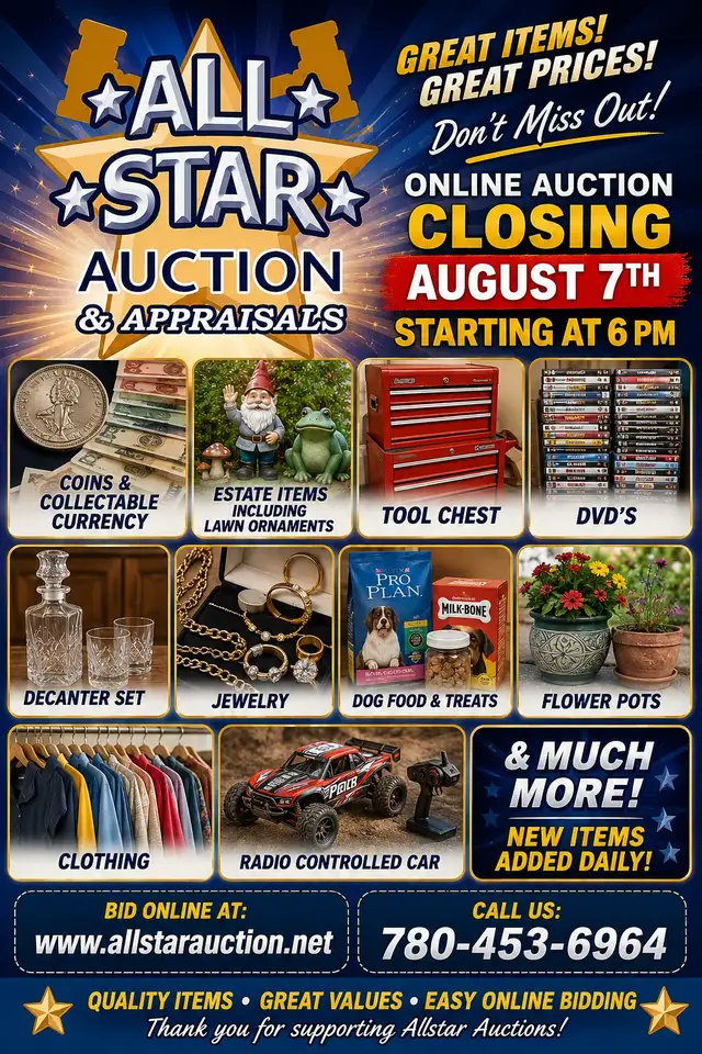 EDMONTON:  Timed Online Auction - Closing August 7th at 6 pm
