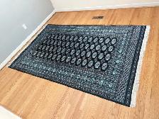 Authentic Bokhara Hand-Knotted Area Rug - Navy Blue 5’x8'