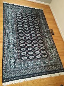 Authentic Bokhara Hand-Knotted Area Rug - Navy Blue 5’x8' - Photo 2