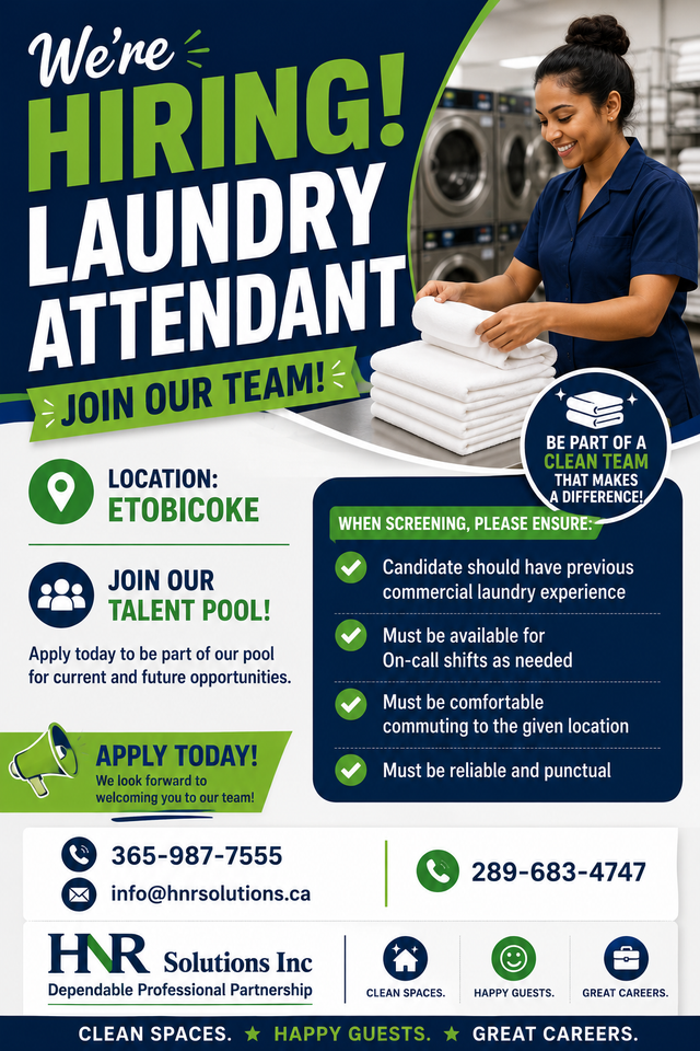 URGENT HIRING! Laundry Attendant