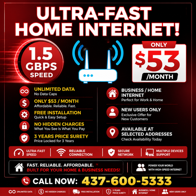 High Speed Home Internet | Free Installation | $53
