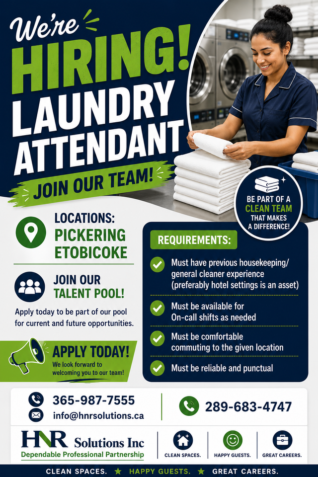URGENT HIRING! Laundry Attendant