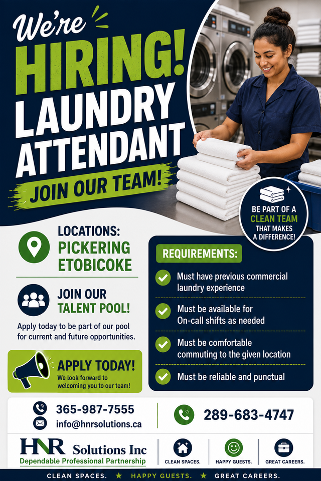 URGENT HIRING!! Laundry Attendant