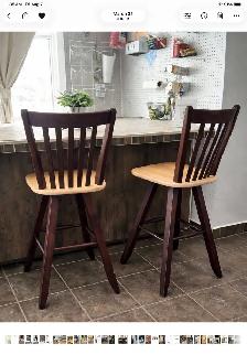 Pair of solid wood bar stools