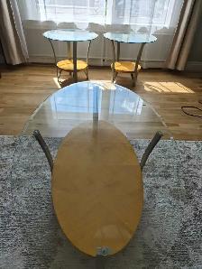 glass top coffee and side tables