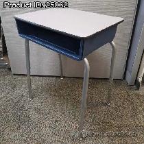 Virco Blue w/ Grey Top Height Adjustable Individual Student Desk