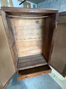 Free delivery used antique Vintage Wooden Wardrobe Armoire - Photo 10