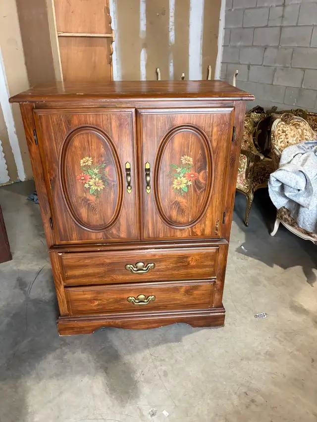 Free delivery used Vintage Wooden Armoire with Drawers