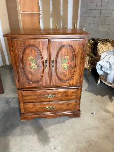 Free delivery used Vintage Wooden Armoire with Drawers