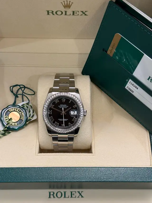 Rolex Datejust 36mm Factory Diamond Bezel Full Set