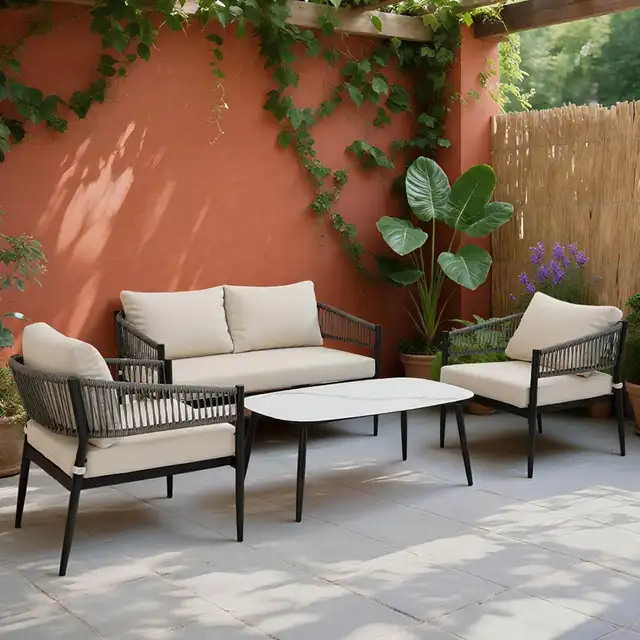 Brand New 4pcs Patio Furniture Set Faux Marble Table $459
