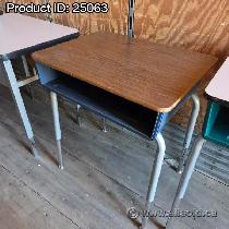 Virco Blue w Brown Top Height Adjustable Individual Student Desk