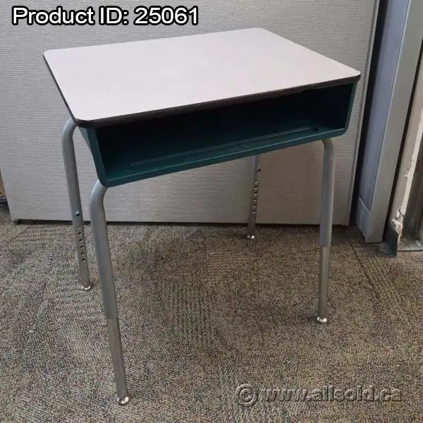 Virco Teal w/ Grey Top Height Adjustable Individual Student Desk