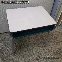 Virco Teal w/ Grey Top Height Adjustable Individual Student Desk - Photo 3