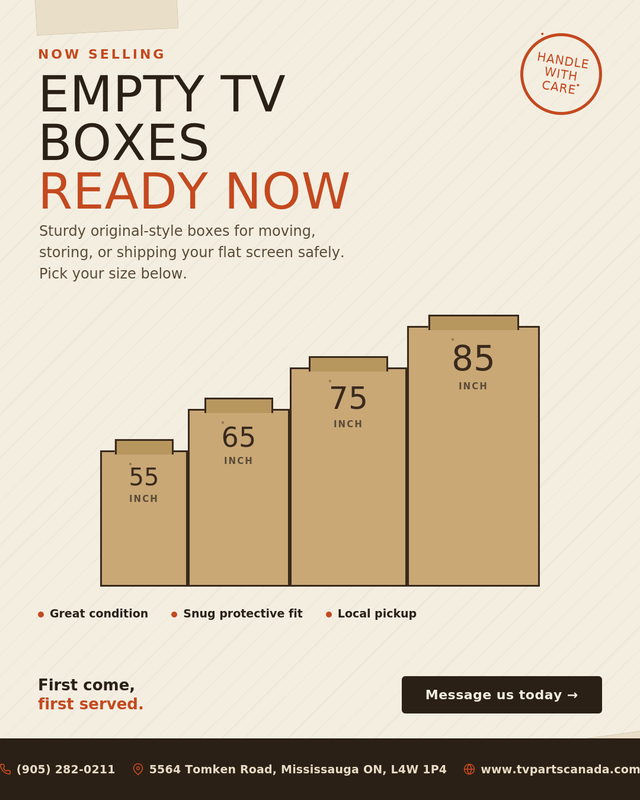 Empty TV Boxes For Sale – 55' 65' 75' 85'| Moving & Shipping Box